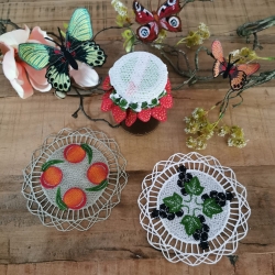 Stickdatei Lace - Marmeladendeckchen - Erdbeeren-Set