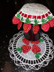 Stickdatei Lace - Marmeladendeckchen - Erdbeeren-Set