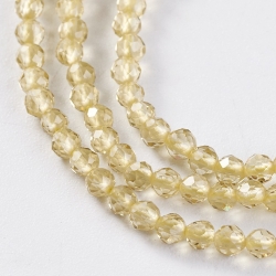 190 facetierte runde Perlen Ø 2mm tr. Light Goldenrod Yellow
