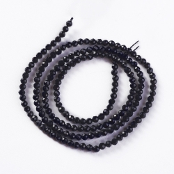 190 facetierte runde Perlen Ø 2mm opak black