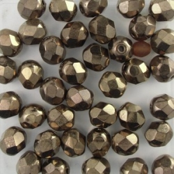 #14.03 25 Stück - 6,0 mm Glasschliffperlen - goldbronze Dorado