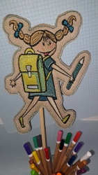 Stickdatei "Vollstick - Ich bin ein Schulkind" - Stabdesign für Junge & Mädchen