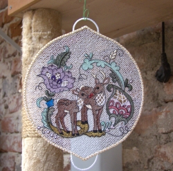 FSL "Fensterbild-Jacobean-Florals-and-Deers" - ca 200x250 mm