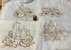 Redwork - "Weihnachtskerzen-001, 002, 003 und 009" --- SUPER-Set