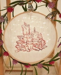 Redwork - "Weihnachtskerzen-001, 002, 003 und 009" --- SUPER-Set