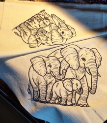 LineArt - "Elefantenfamilie" --- SUPER-Set