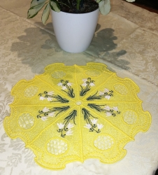 Stickdatei Lace - Deckchen-Set Nr. 18 (Einzelelemente 130x170,150x200, und 172x340 mm) Schneeglöckchen" --- SUPER-Set