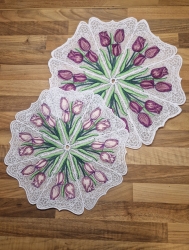 Stickdatei FSL/ITH - Deckchen-Set Nr. 19 (Einzelelemente 130x164,150x190, und 179x352 mm) Tulpen" --- SUPER-Set