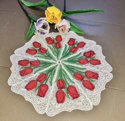 Stickdatei FSL/ITH - Deckchen-Set Nr. 19 (Einzelelemente 130x164,150x190, und 179x352 mm) Tulpen" --- SUPER-Set