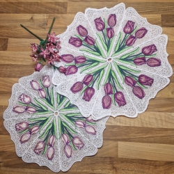 Stickdatei FSL/ITH - Deckchen-Set Nr. 19 (Einzelelemente 130x164,150x190, und 179x352 mm) Tulpen" --- SUPER-Set