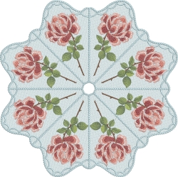 Stickdatei FSL/ITH - Deckchen-Set Nr. 20 (126x179,150x212, und 180x355 mm) Rosen --- SUPER-Set