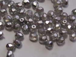 #43 50 Stück - 4,0 mm Glasschliffperlen - metallic silver