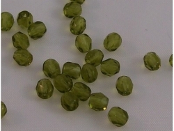 #07 50 Stück - 4,0 mm Glasschliffperlen - tr. olivine