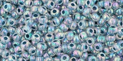 10 g TOHO Seed Beads 11/0 TR-11-0773 - Inside-Color Rainbow Crystal/Montana Blue Lined (E)