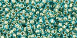 10 g TOHO Seed Beads 11/0 TR-11-0284 - Inside-Color Aqua/Gold Lined (E)