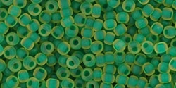 10 g TOHO Seed Beads 11/0 TR-11-0242 M - Inside-Color Frosted Jonquil/Emerald Lined (E)