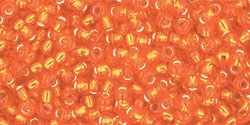 10 g TOHO Seed Beads 11/0 TR-11-0030 B - Silver-Lined Med Tangerine (A,D)