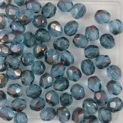 #12 25 Stück - 5,0 mm Glasschliffperlen - aquamarine half bronze