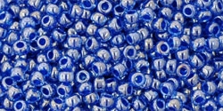 10 g TOHO Seed Beads 11/0 TR-11-1057 - Inside-Color Lt Sapphire/Opak Dk Blue Lined (E)