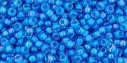 10 g TOHO Seed Beads 11/0 TR-11-0309 - Inside-Color Lt Sappire/Opaque Blue Lined (E)