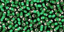 10 g TOHO Seed Beads 11/0 TR-11-0036 F - Silver-Lined Frosted Emerald (A,D)