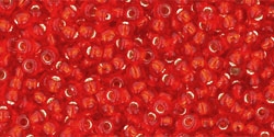 10 g TOHO Seed Beads 11/0 TR-11-0025 F Siam Ruby Light Silver-Lined Frosted (A,D)