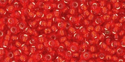 10 g TOHO Seed Beads 11/0 TR-11-0025 F Siam Ruby Light Silver-Lined Frosted (A,D)