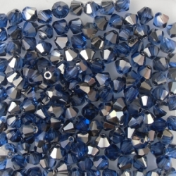 #14.00 - 25 Stück - 4,0 mm Crystal Bicone Sapphire Chrom