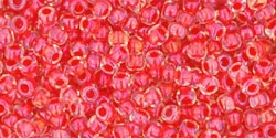 10 g TOHO Seed Beads 11/0 TR-11-0185 - Inside-Color Luster Crystal/Poppy Lined (E)