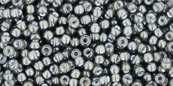 10 g TOHO Seed Beads 11/0 TR-11-0371 - Inside-Color Black Diamond/White Lined (E)