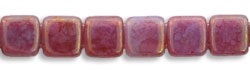 50 Stück Two-Hole Flat Square 6mm - Pink/Topaz Luster- Opal Ale