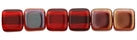 50 Stück Two-Hole Flat Square 6mm - Siam Ruby Twilight