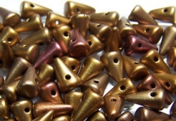 #04 - 20 Stck. Baby-Spike-Bead 4*7mm - opak jet gold iris matt