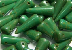 #08 - 10 Stck. Spike-Bead 5x13mm - Opak Green Turquoise Traverti