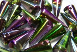 #17 - 10 Stck. Spike-Bead 7x17mm - magic color violett green