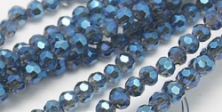 90 facetierte runde Perlen Ø 3mm Blue-galvanisiert