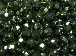 #13 50 Stück - 4,0 mm Glasschliffperlen - green metallic