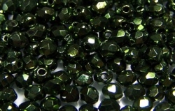 #09.7 50 Stück - 3,0 mm Glasschliffperlen - green metallic