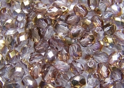 #64 50 Stück - 4,0 mm Glasschliffperlen - smoky amethyst half go