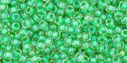 10 g TOHO Seed Beads 11/0 TR-11-0184 - Inside-Color Luster Crystal/Spearmint Lined (E)