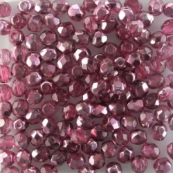 #103.07 50 Stück - 4,0 mm Glasschliffperlen - Crystal Half Labrador - Coated - Hot Pink