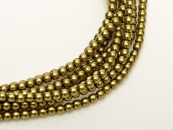 02010/10079 - 1 Strang Perlen Ø 2 mm rund - gold-olivine pearl-coating