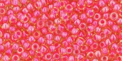 10 g TOHO Seed Beads 11/0 TR-11-0979 - Luminous Lt Topaz/Neon Pink-Lined  (E)