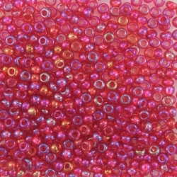 #078 10 Gramm Rocailles rainbow rot 9/0 2,6 mm