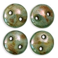 #03.00 - 50 Stück Two-Hole Lentils 6mm - Luster - Opaque Green