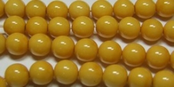 #04 1 Strang Perlen rund - white mustard painted - Ø 8 mm