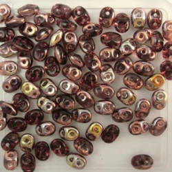 #075 10g SuperDuo-Beads tr. amethyst copper