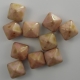 #34 - 10 Two-Hole Pyramid 8x8mm - alabaster rosé gold luster