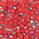 #78.0b 50 Stück - 4,0 mm Glasschliffperlen - opak rot AB