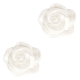#41a - 5 Stück Resin Rose Beads ca. 6 mm - white - silber coated